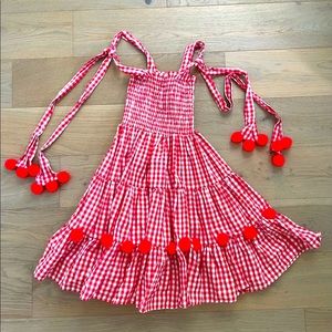 Pippa Mini Dress in Gingham Beige & Fuchsia M/L
